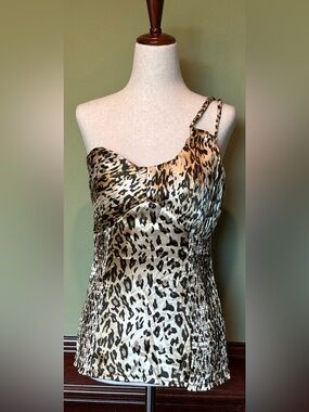 5th Culture One-Shoulder Leopard Print Dress Top - Gold Black